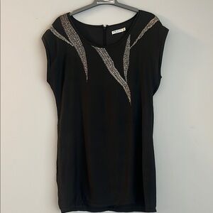 Pink Stitch black beaded mini dress size 10